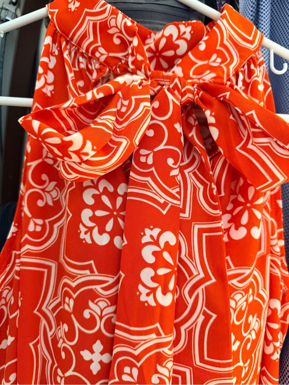 Ann Taylor Orange and White Sleeveless Patterned Maxi Dress - Picture 2 of 4